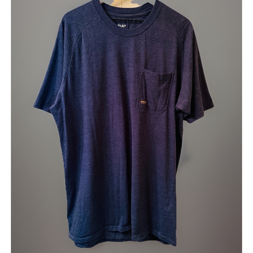 Ariat Rebar Cotton Strong Pocket T-Shirt Men's XL Tall Blue Short Sleeve Work